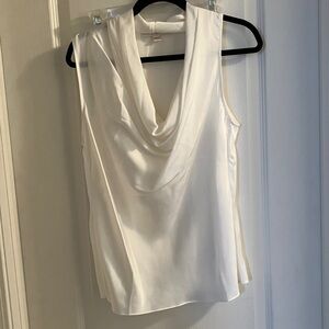 Boston Proper Ivory Drape Neck Sleeveless Blouse